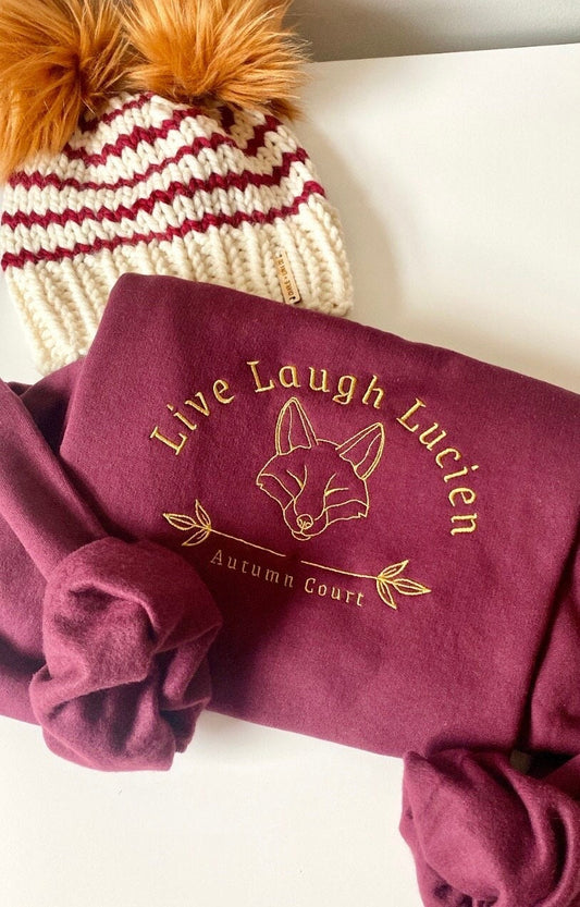 officially licenced Live Laugh Lucien ACOTAR Embroidered Crewneck | Autumn Court | Sarah j maas Sweatshirt | SJM Fan Gifts | Subtle Bookish