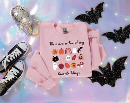 Cozy Autumn Fall Lover Sweatshirt | These are a few of my Favorite Things Crewneck | Spooky Season Halloween Spooky Cute Sweater