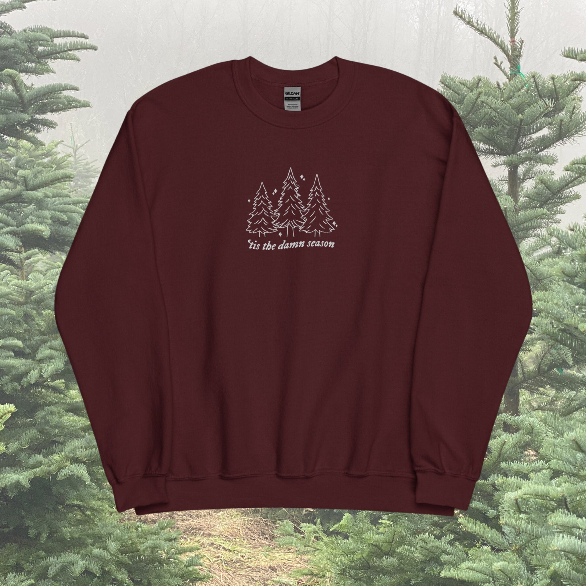 EMBROIDERED Tis the Damn Season Crewneck | Christmas Sweatshirt | Gifts for T.S. Fan | Folklore Evermore Eras Tour Holiday Shirt