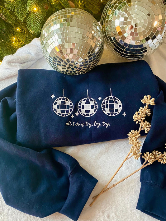 Mirror Ball Embroidered Crewneck | Taylor Folklore Sweatshirt | Minimal TS Merch | Holiday Presents Christmas Gift for TS Fan