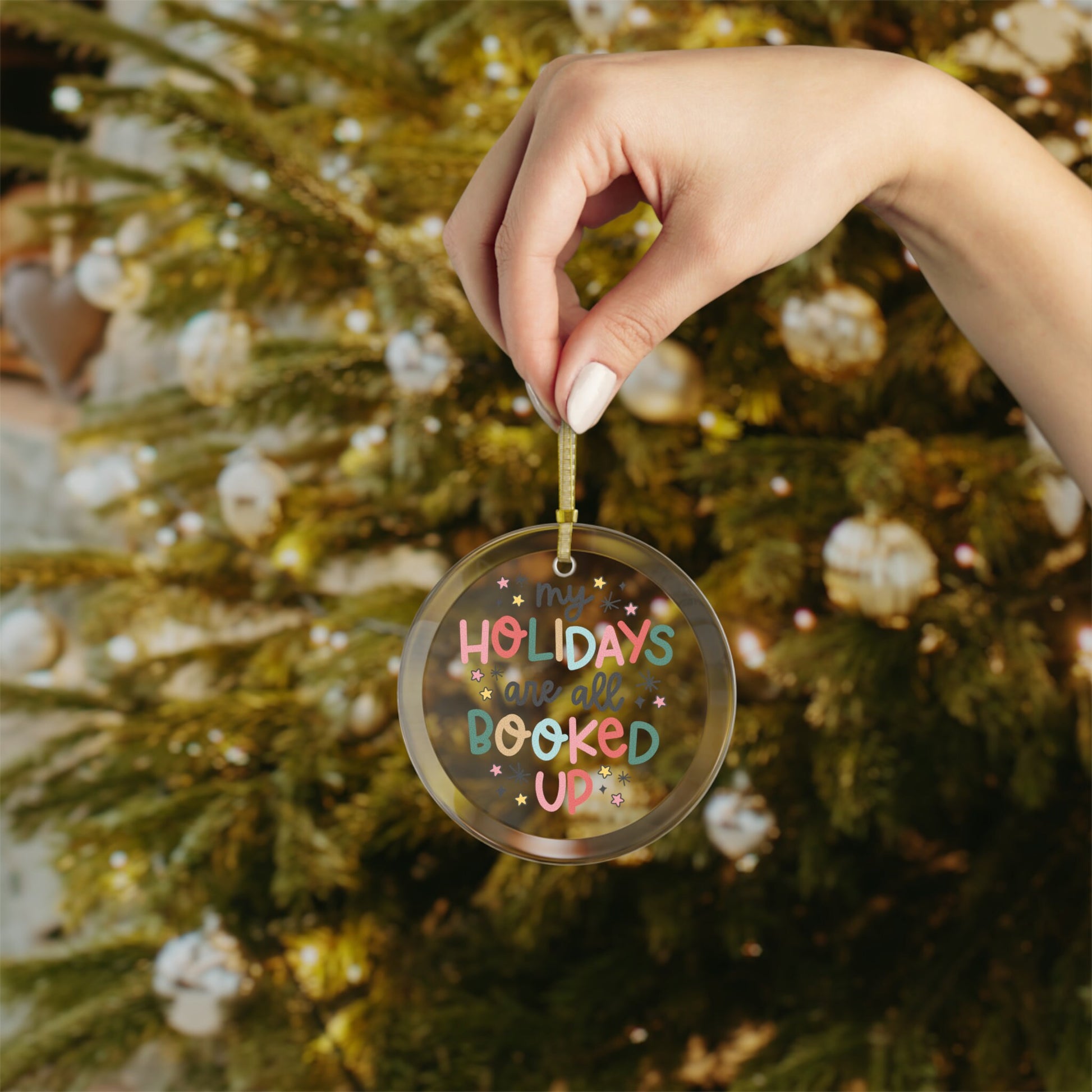 All Booked for the Holidays Glass Christmas Tree Ornament | Stocking Stuffer Book Lover | Bookish Christmas Decor | Gift for Reader |