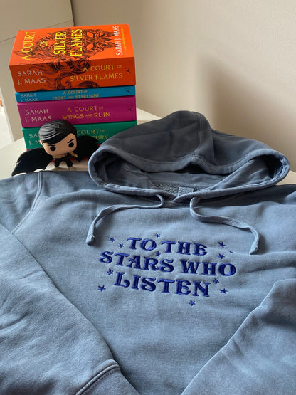 Officially Licenced To the Stars Who Listen ACOTAR Embroidered Premium Hoodie | SJM Bookish Fan Gift | Rhys Feyre Velaris Nigh Court Merch