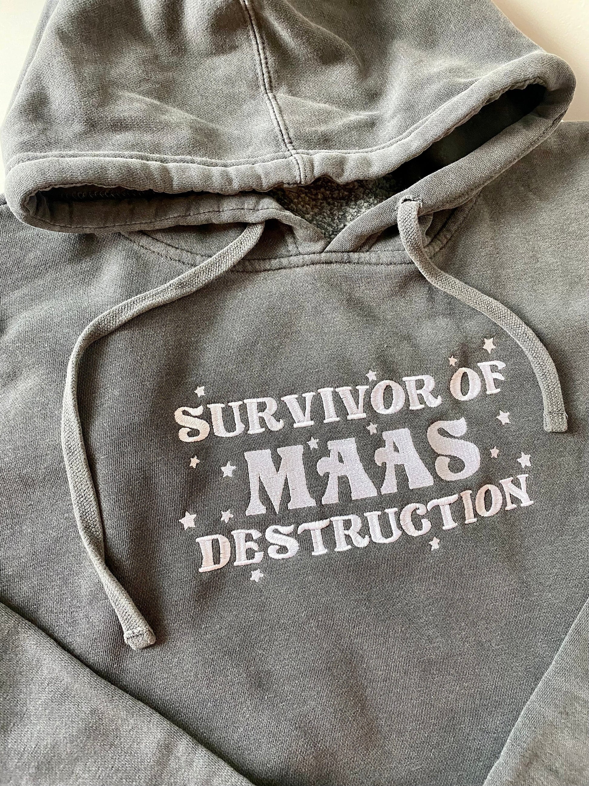 Officially Licensed Survivor of MAAS Destruction Embroidered SJM Bookish Hoodie | Sarah J Maas Merch | acotar tog gifts Booktok Sweatshirt