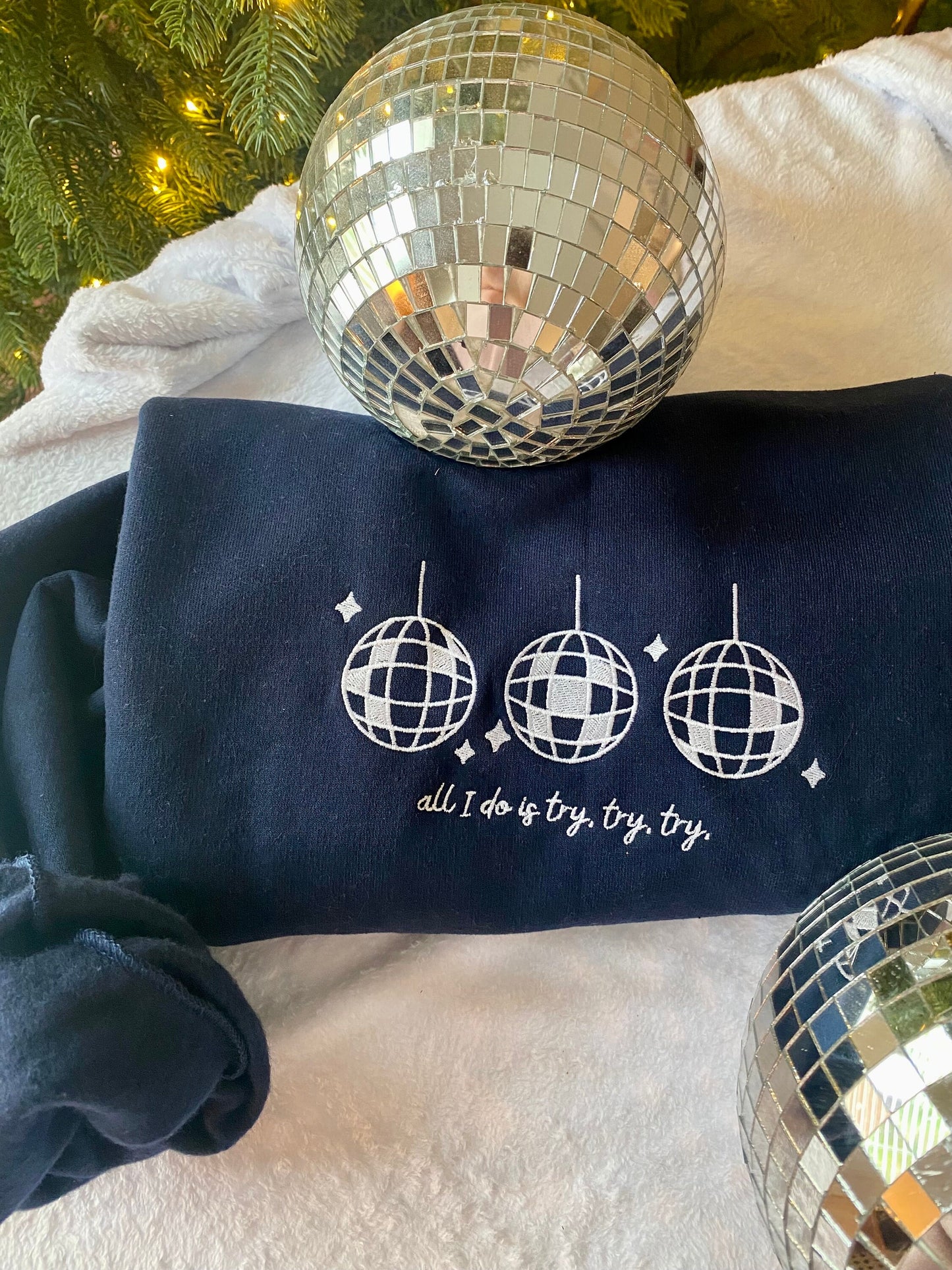 Mirror Ball Embroidered Crewneck | Taylor Folklore Sweatshirt | Minimal TS Merch | Holiday Presents Christmas Gift for TS Fan