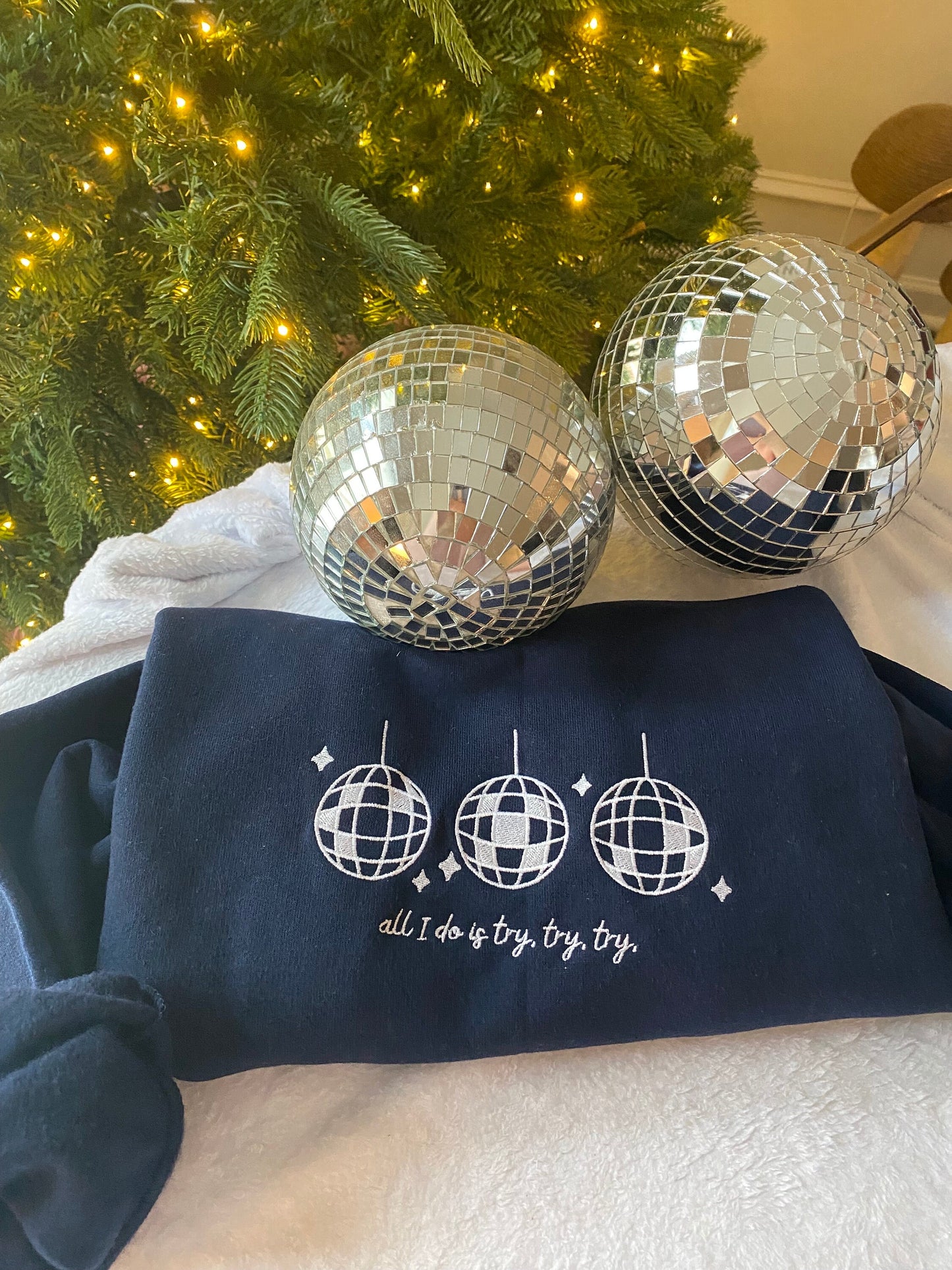 Mirror Ball Embroidered Crewneck | Taylor Folklore Sweatshirt | Minimal TS Merch | Holiday Presents Christmas Gift for TS Fan