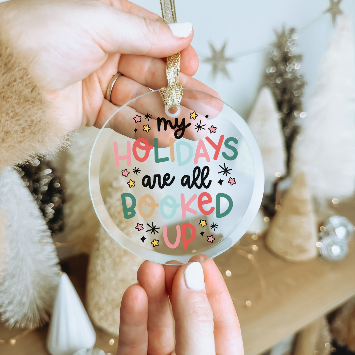 All Booked for the Holidays Glass Christmas Tree Ornament | Stocking Stuffer Book Lover | Bookish Christmas Decor | Gift for Reader |