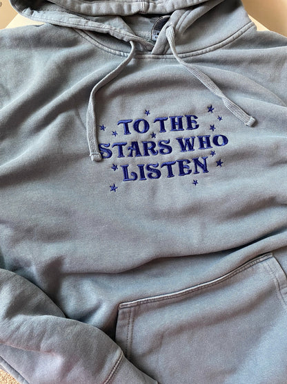 Officially Licenced To the Stars Who Listen ACOTAR Embroidered Premium Hoodie | SJM Bookish Fan Gift | Rhys Feyre Velaris Nigh Court Merch