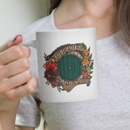 Quite ready for another adventure hobit LOTR mug | cozy cottage core cup | cute fantasy reader gift | Tolkien movie coffee cup | the shire