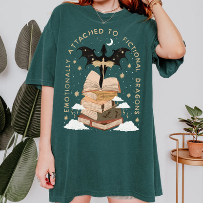 Emotionally Attached to Fictional Dragons Bookish TShirt | Fantasy Romance Reader Gift Romantacy | Book Merch | Wingleader Booktok Shirt