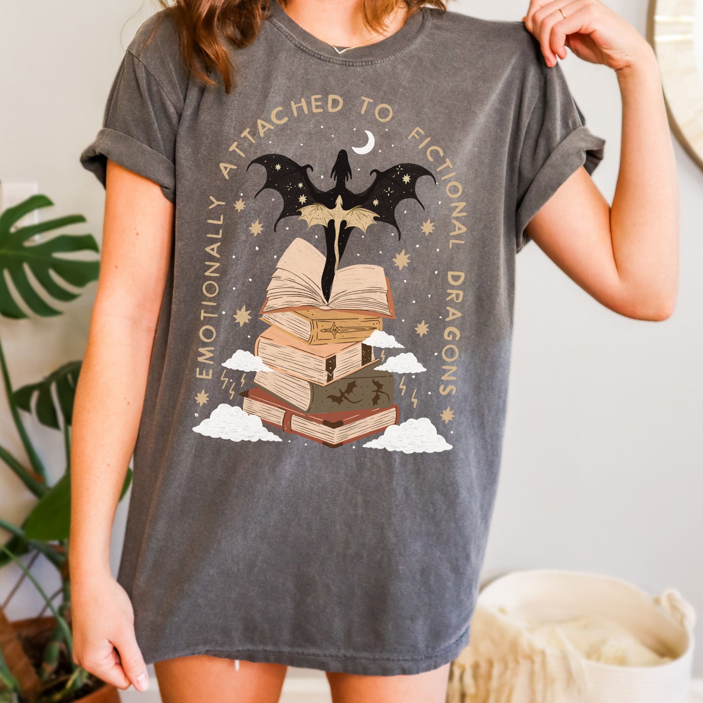 Emotionally Attached to Fictional Dragons Bookish TShirt | Fantasy Romance Reader Gift Romantacy | Book Merch | Wingleader Booktok Shirt