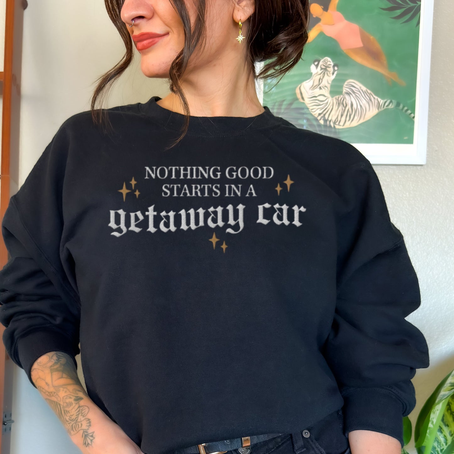 Getaway Car Rep Era embroidered crewneck Sweatshirt | Era Tour Merch | Taylor Fan Gifts | Reputation Song Lyrics Clothing | 123 lets go