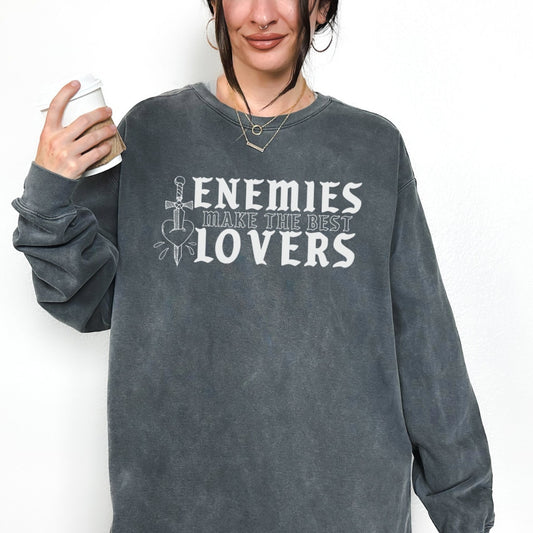 Enemies make the best Lovers Crewneck Sweatshirt | Enemies to Lovers bookish Trope | Dark Romance Reader | Trendy Booktok Bookish Clothing