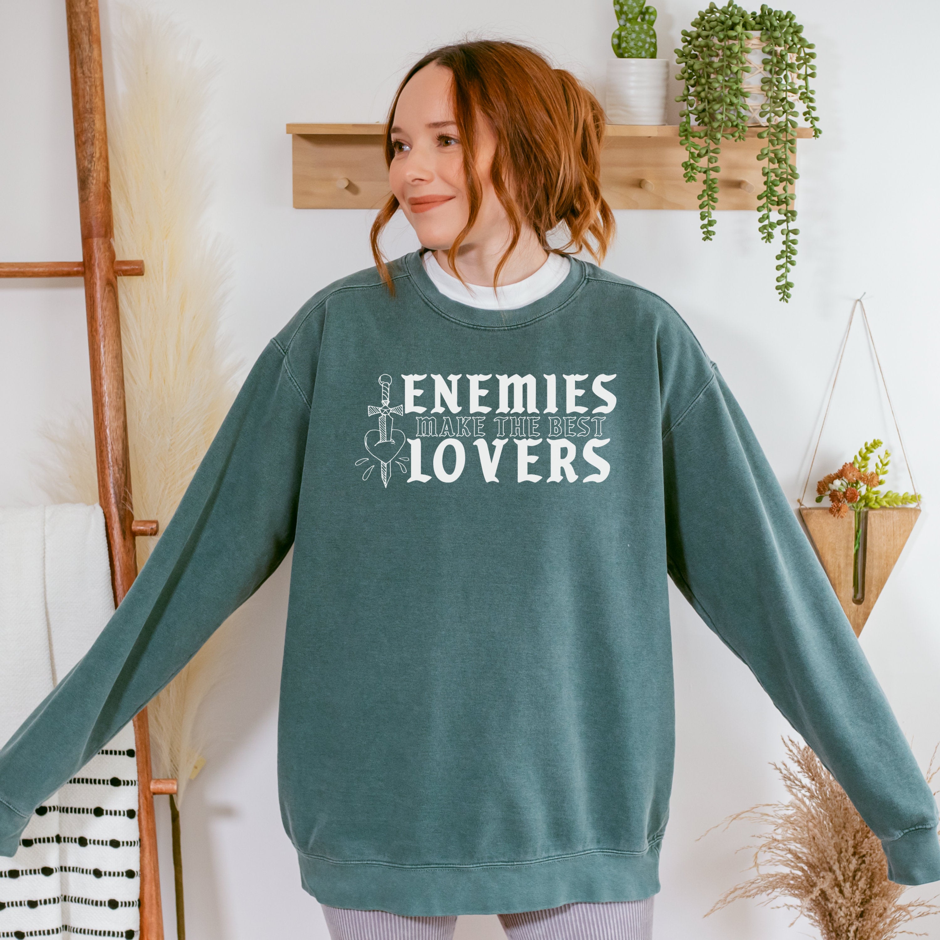 Enemies make the best Lovers Crewneck Sweatshirt Enemies to Lovers b Crescent Cat Co