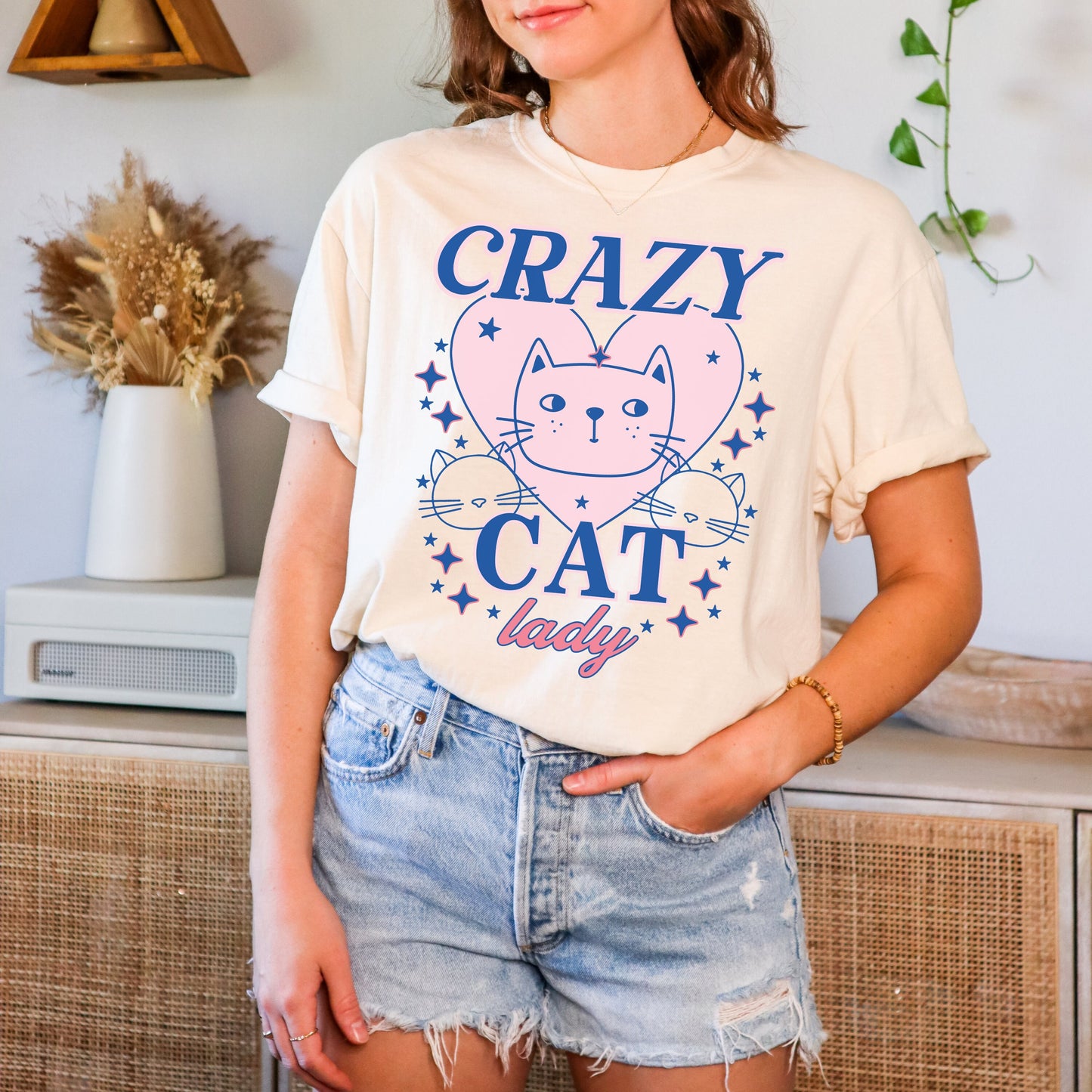 Crazy Cat Lazy Trendy Tshirt | Cat Lover Shirt | gift for cat mom | Cute Cat Shirt | Funny Cat Shirt | Cat Lady Clothing | Retro Aesthetic