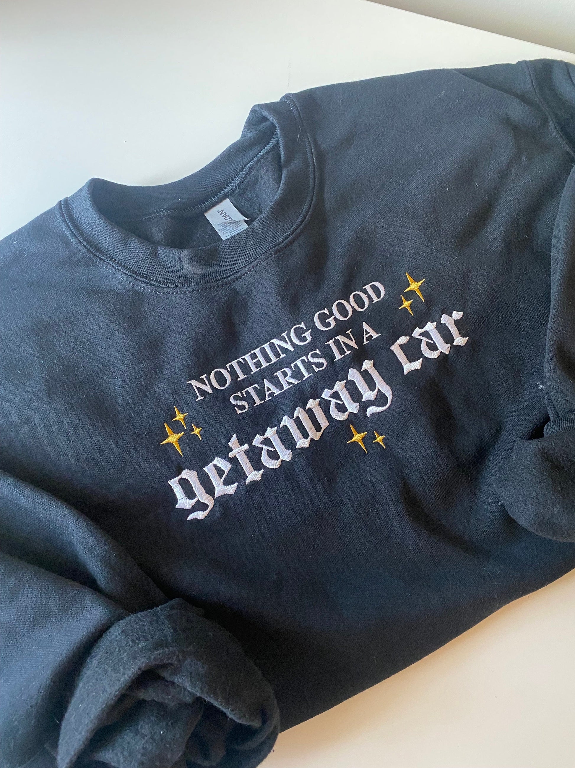 Getaway Car Rep Era embroidered crewneck Sweatshirt | Era Tour Merch | Taylor Fan Gifts | Reputation Song Lyrics Clothing | 123 lets go