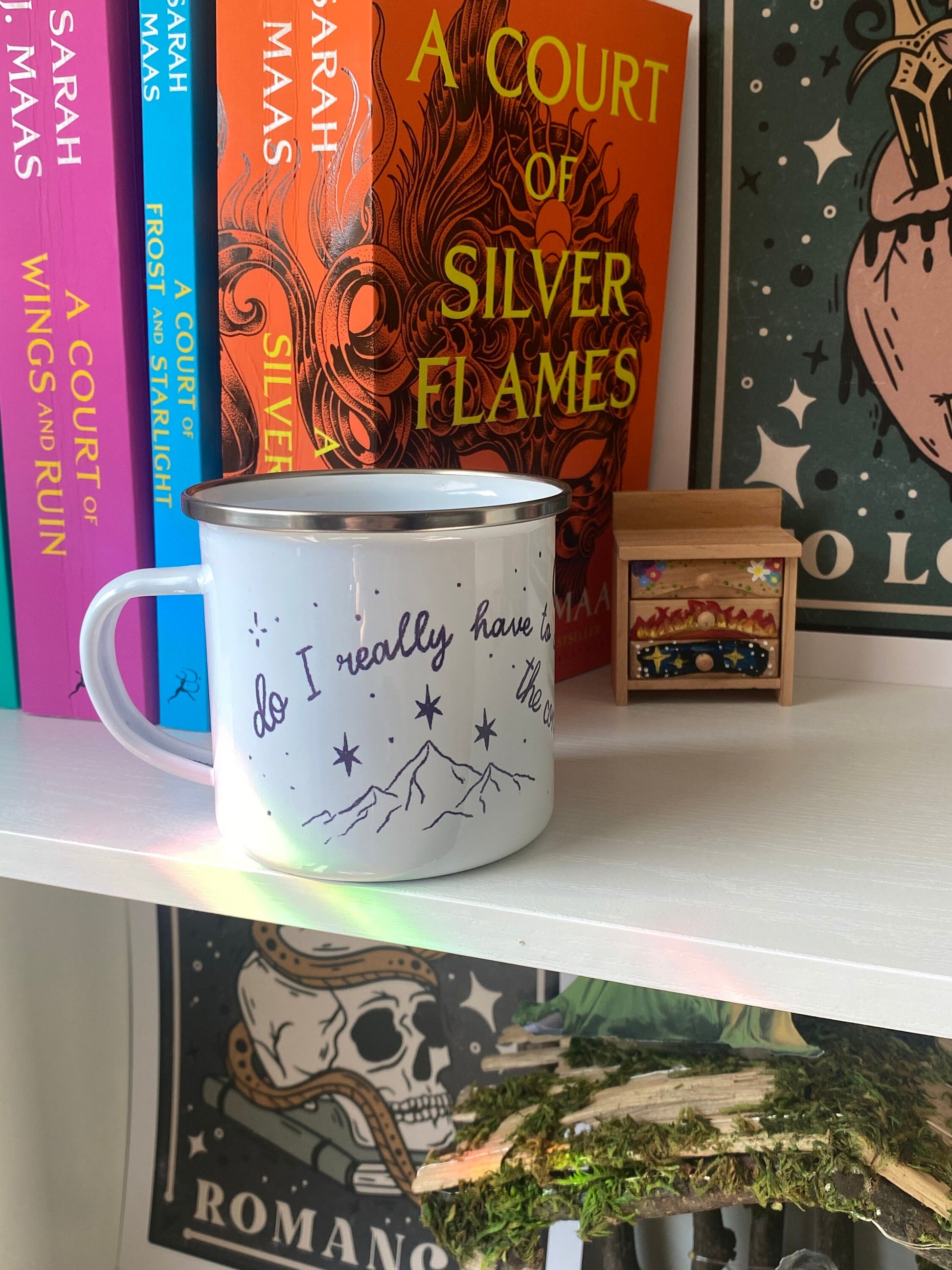 High Infidelity Bookish Enamel Camping Mug | Taylor x ACOTAR merch | Midnights Era | Rhysand Highlord Night Court Coffee Cup | Swift Reader