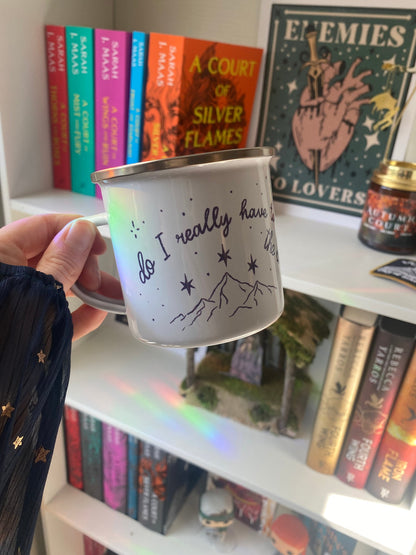 High Infidelity Bookish Enamel Camping Mug | Taylor x ACOTAR merch | Midnights Era | Rhysand Highlord Night Court Coffee Cup | Swift Reader