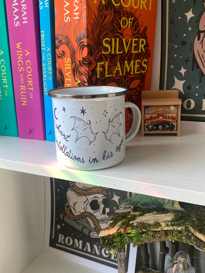 High Infidelity Bookish Enamel Camping Mug | Taylor x ACOTAR merch | Midnights Era | Rhysand Highlord Night Court Coffee Cup | Swift Reader