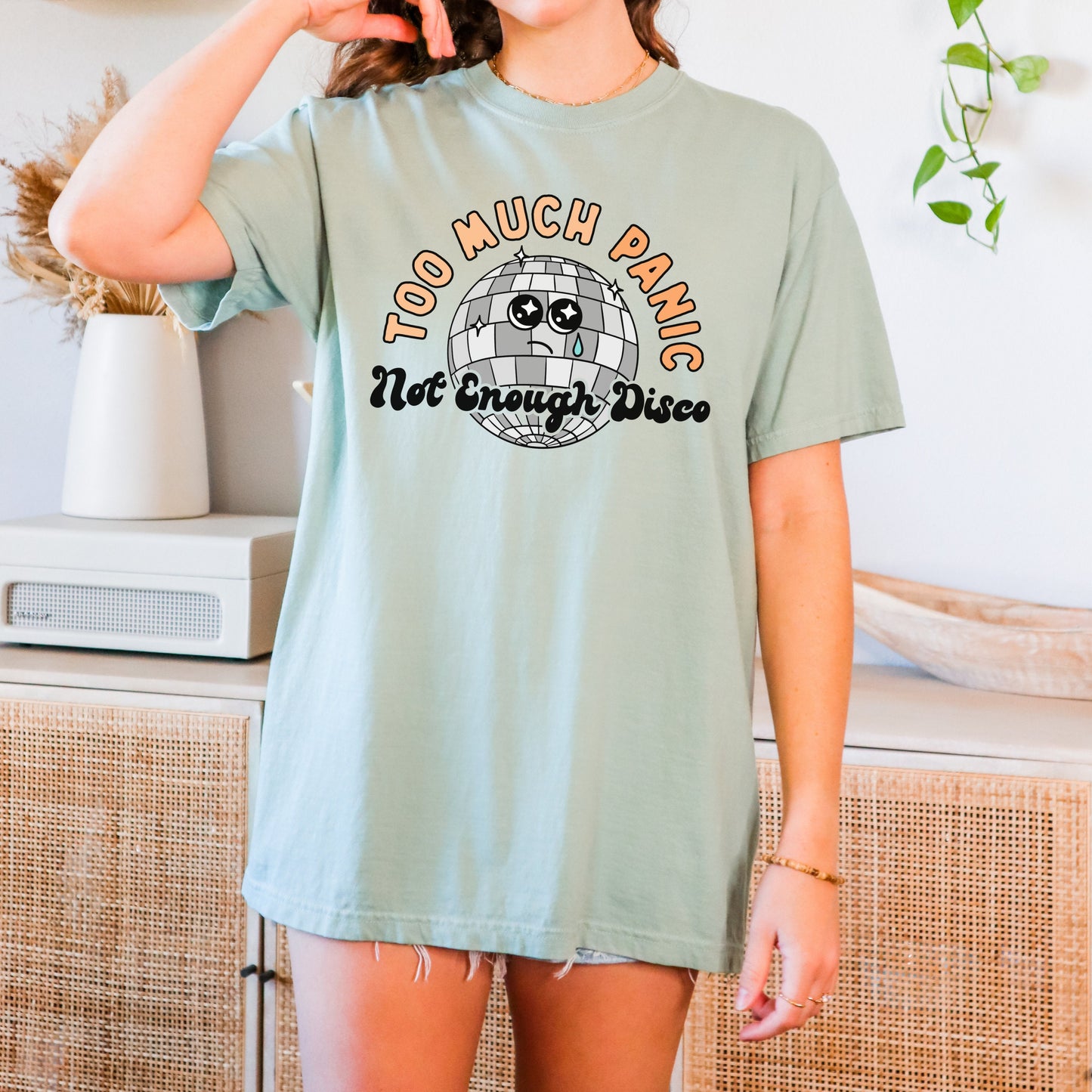 Too Much Panic Not Enough Disco Tshirt | Mental Health Awareness Shirt | Anxious PTSD Trauma | Funny Adult Humor Gift