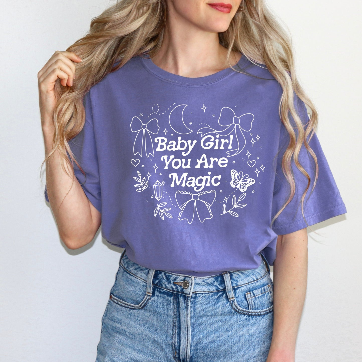 Baby Girl You are Magic tshirt | Witchy Spring Shirt | Cottagecore Witch Aesthetic | Whimsical Magical Girly Shirt | Trendy Bows Fairycore