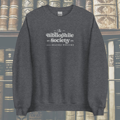 Bibliophile Society Embroidered Bookish Sweatshirt | Book Lover Crewneck | Reading Outfit | Bookworm Gifts | Book Obsessed | Trendy Booktok