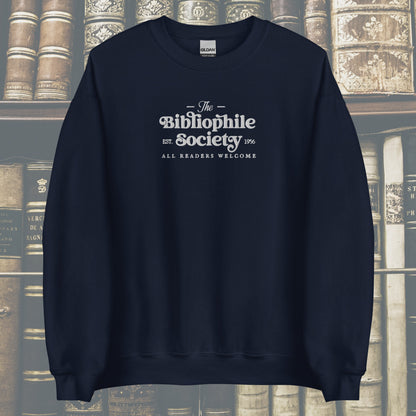 Bibliophile Society Embroidered Bookish Sweatshirt | Book Lover Crewneck | Reading Outfit | Bookworm Gifts | Book Obsessed | Trendy Booktok