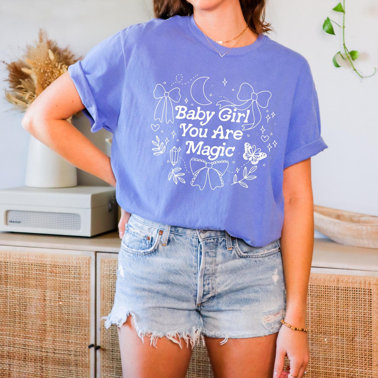 Baby Girl You are Magic tshirt | Witchy Spring Shirt | Cottagecore Witch Aesthetic | Whimsical Magical Girly Shirt | Trendy Bows Fairycore