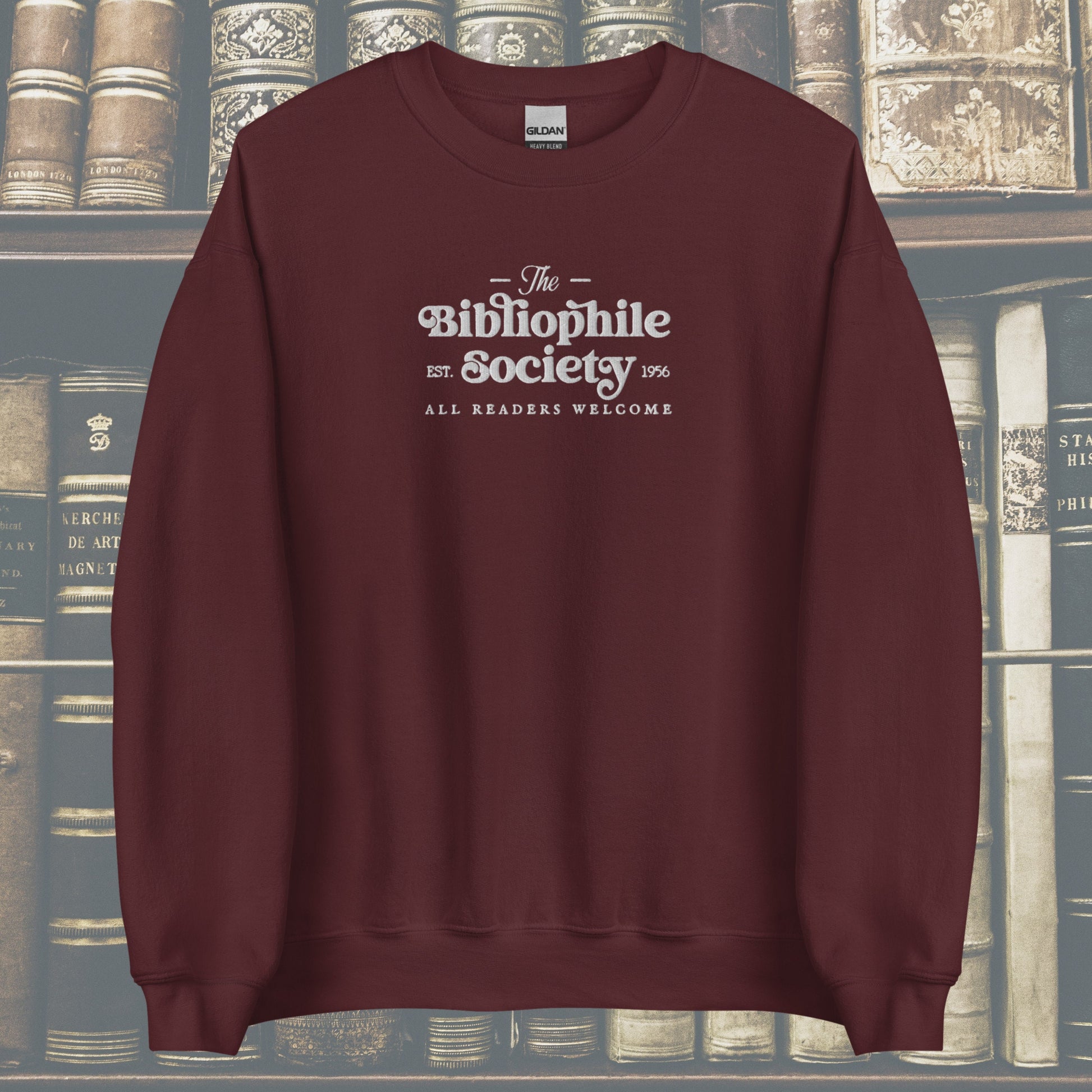 Bibliophile Society Embroidered Bookish Sweatshirt | Book Lover Crewneck | Reading Outfit | Bookworm Gifts | Book Obsessed | Trendy Booktok