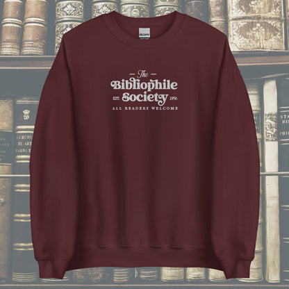 Bibliophile Society Embroidered Bookish Sweatshirt | Book Lover Crewneck | Reading Outfit | Bookworm Gifts | Book Obsessed | Trendy Booktok