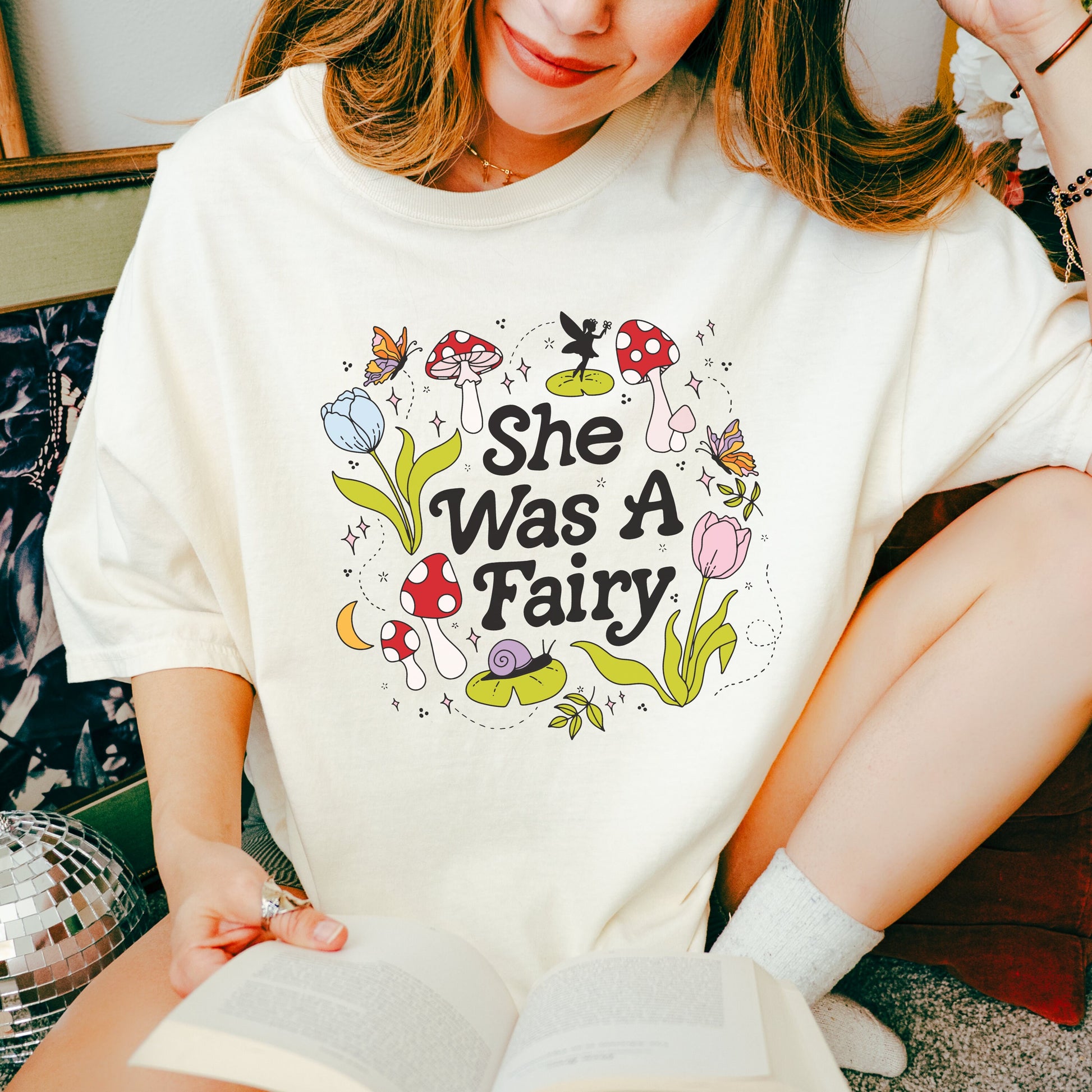 She was a Fairy Cottage core T Shirt | Spring Fairycore Shirt | Mushroom Frogs Snails and Magic | Fantasy Lover Gift