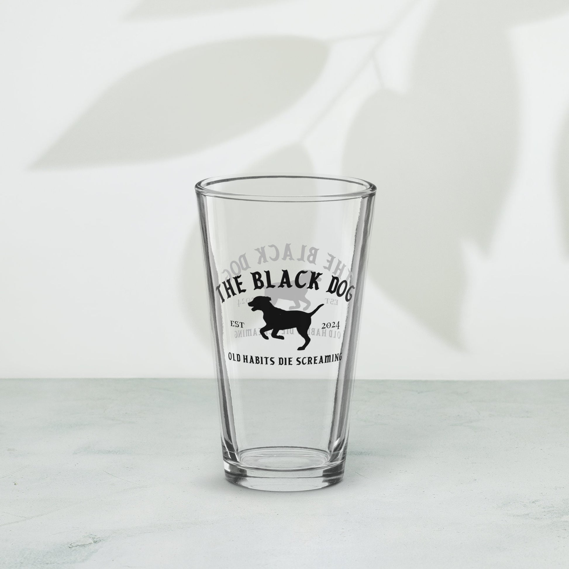 The Black Dog Beer Pint Glass | Taylor TTPD Bar Glassware | Torture Poet Swift Merch | Old Habits Die Screaming | Black Dog Bar Glass