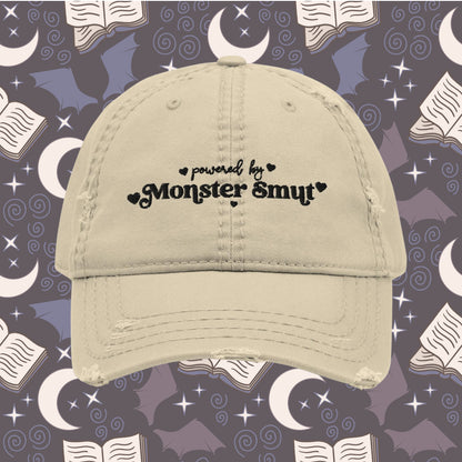 Monster Smut Distressed Dad Hat | Funny and Cute Bookish Embroidered Cap | Monster Romance Books | Sci Fi Alien Smut Lover | fictional Men