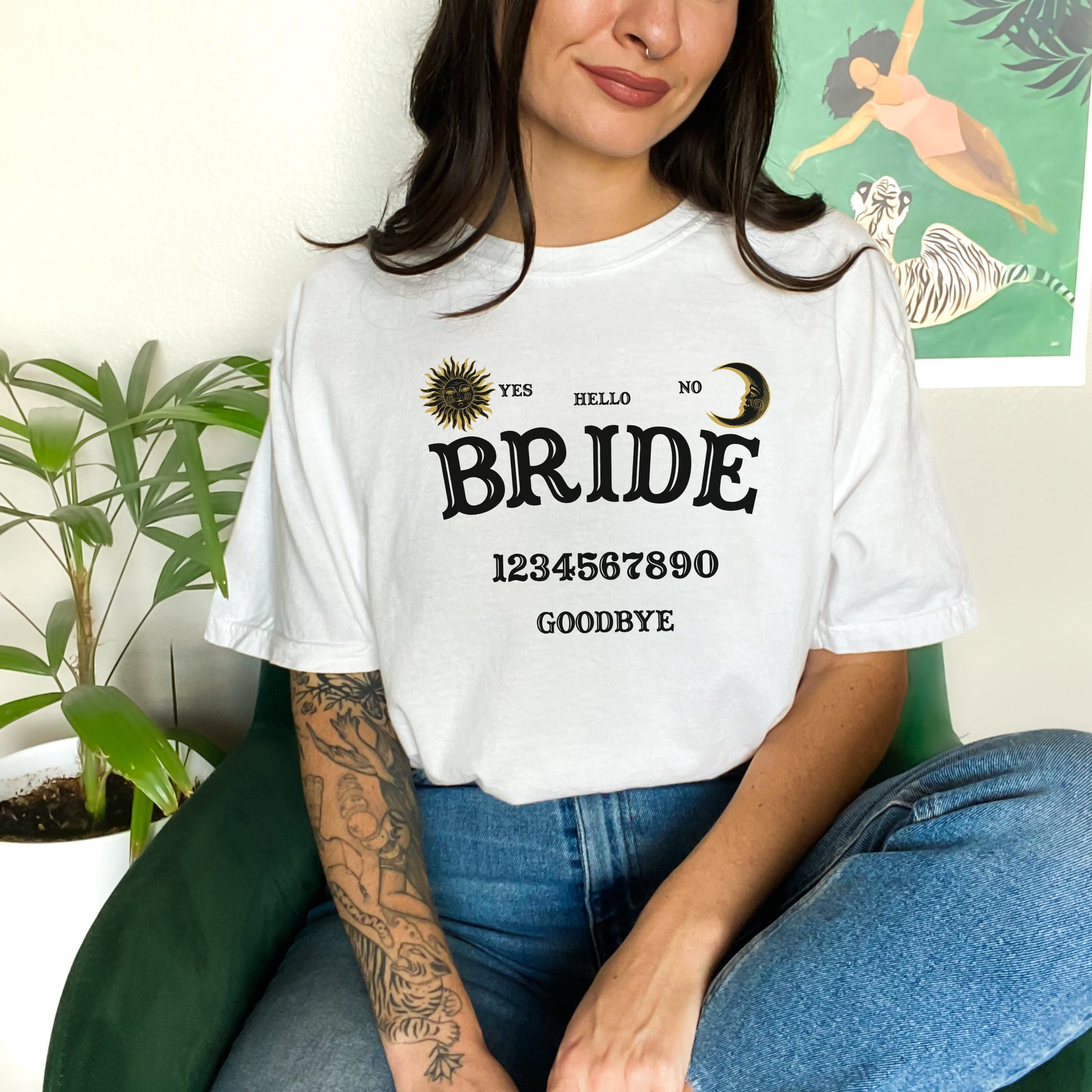 Bride's Coven Witchy Bathclortte Party Shirts | Matching Group Tshirts | Spooky Salem Themed Bridal Party | Quija Board Gothic Horror Lover