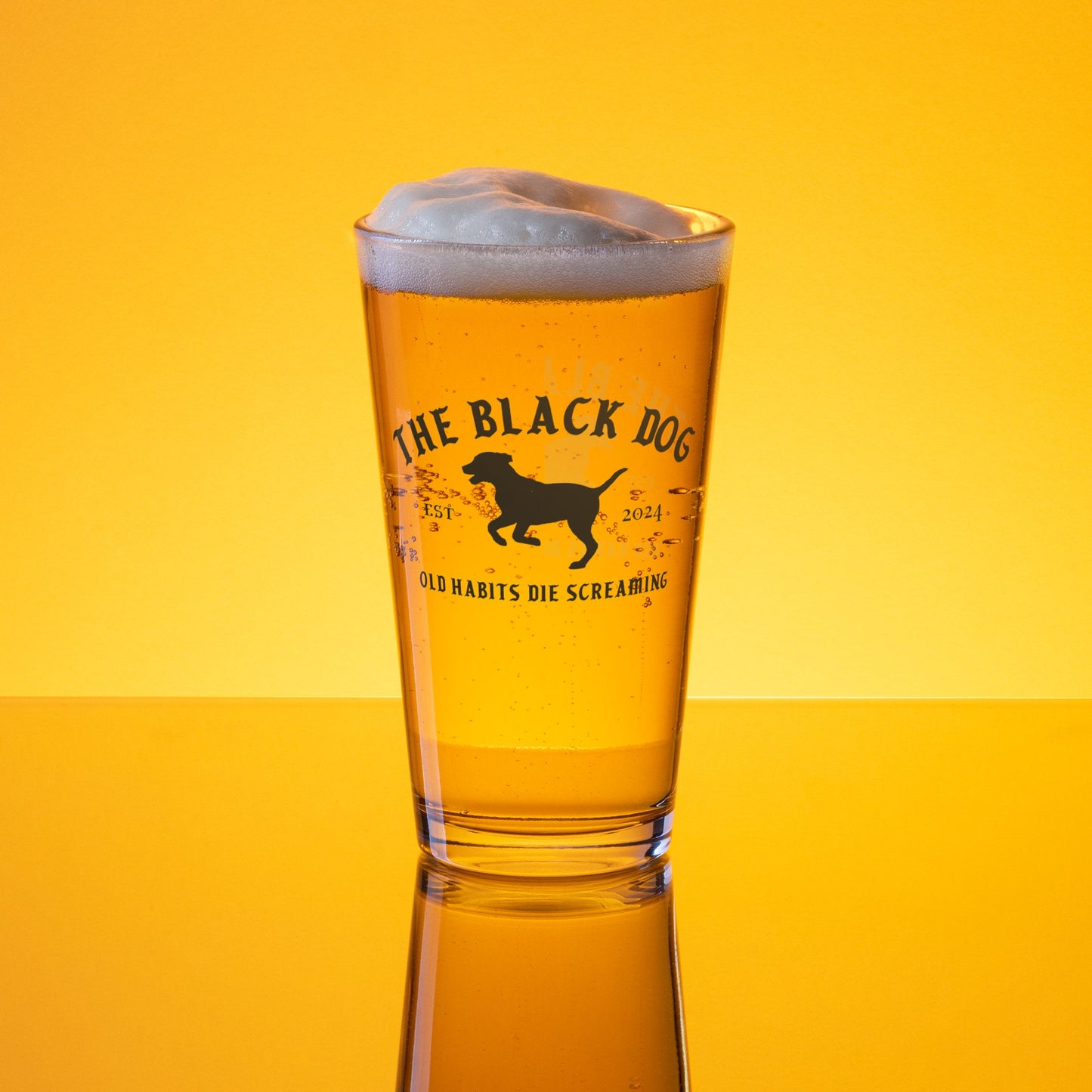 The Black Dog Beer Pint Glass | Taylor TTPD Bar Glassware | Torture Poet Swift Merch | Old Habits Die Screaming | Black Dog Bar Glass