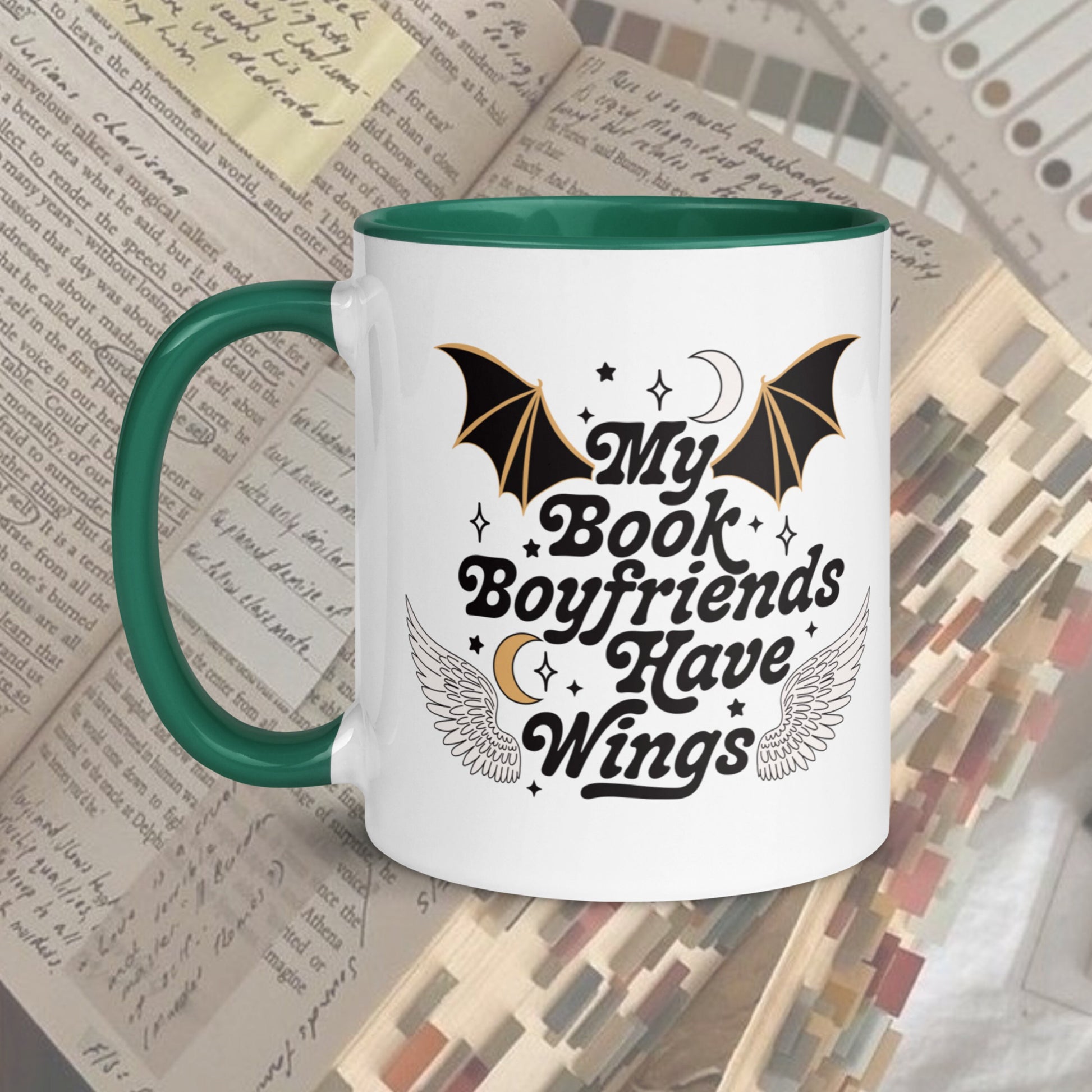 My Book Boyfriends have Wings Mug | Bookish Coffee Cup | Reader Gifts | SJM Fans Bat Boys Mug | Acotar TOG Crescent City | Fantasy Reader