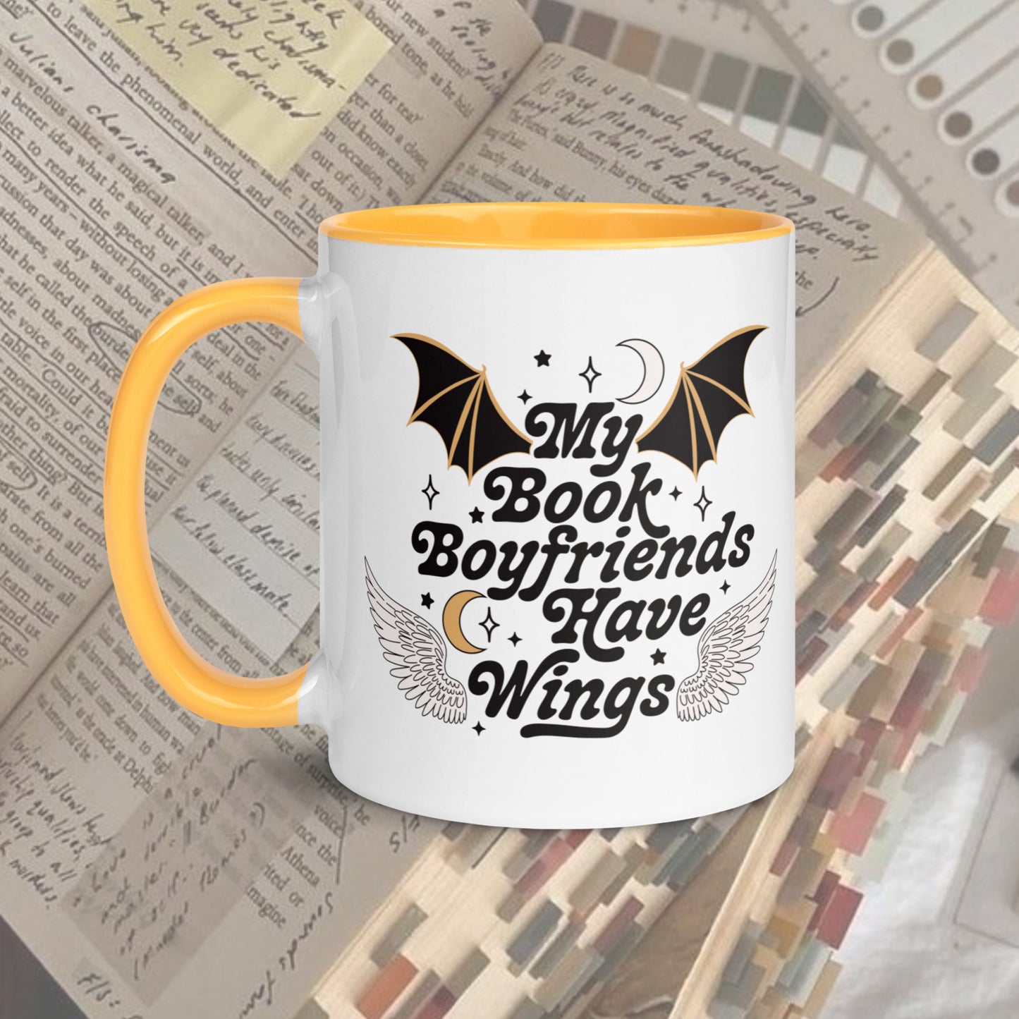 My Book Boyfriends have Wings Mug | Bookish Coffee Cup | Reader Gifts | SJM Fans Bat Boys Mug | Acotar TOG Crescent City | Fantasy Reader