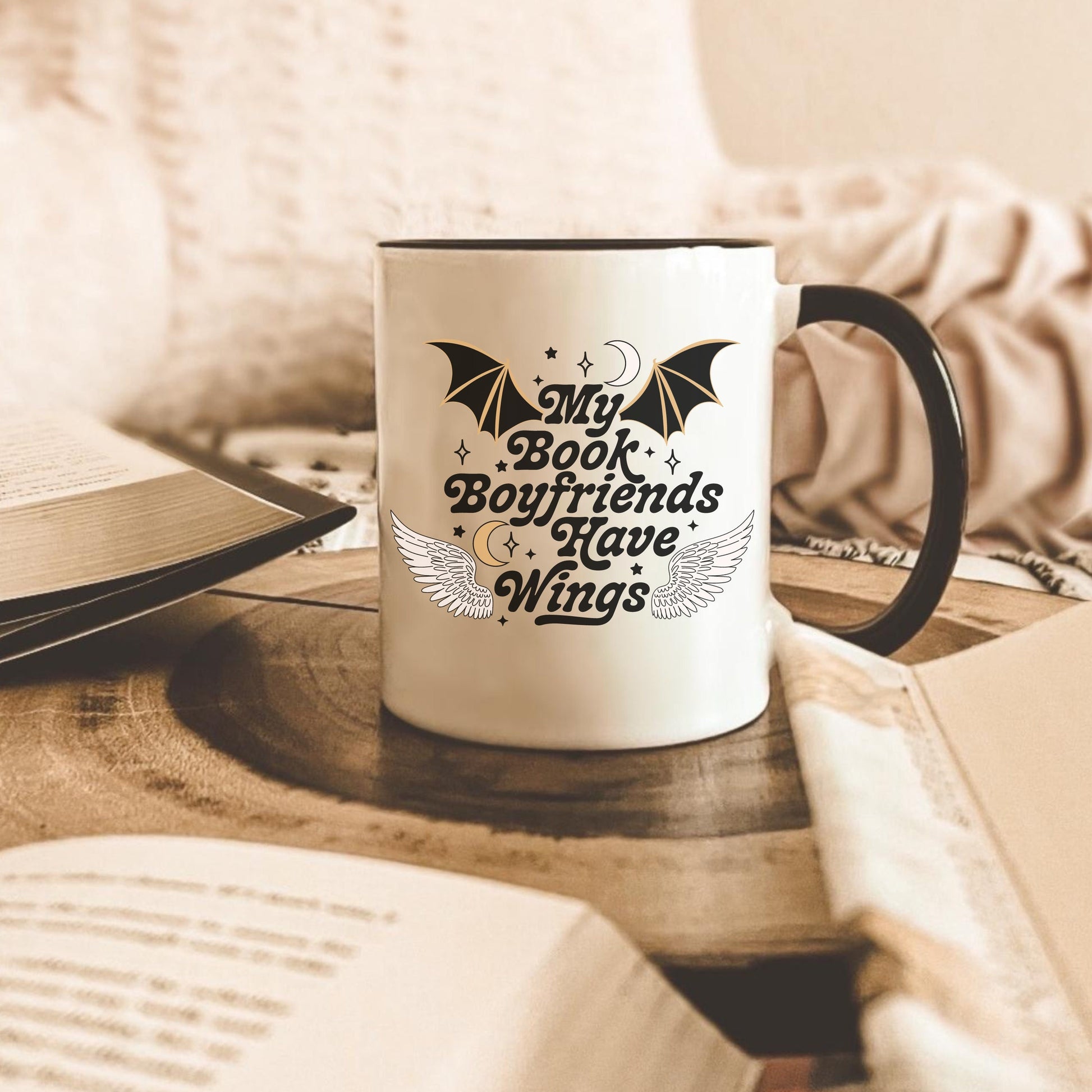 My Book Boyfriends have Wings Mug | Bookish Coffee Cup | Reader Gifts | SJM Fans Bat Boys Mug | Acotar TOG Crescent City | Fantasy Reader