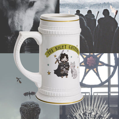 Fantasy Stein Mug | Thrones Drinkware | Jon and Sam Night Watch Mug | medieval Beer Mug with Handle | Dragon Book Lover Gift