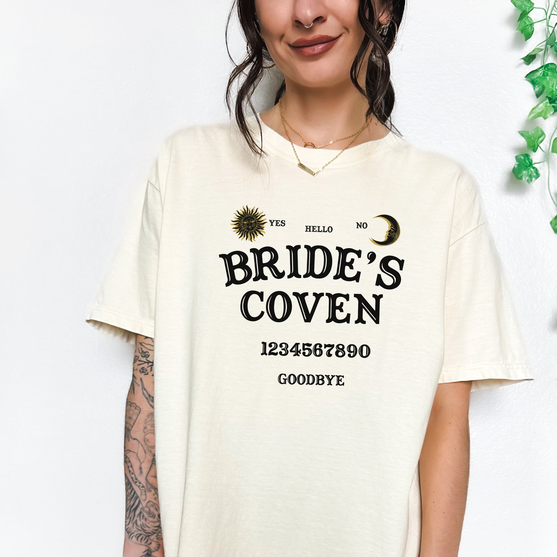 Bride's Coven Witchy Bathclortte Party Shirts | Matching Group Tshirts | Spooky Salem Themed Bridal Party | Quija Board Gothic Horror Lover