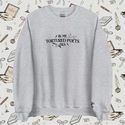 Embroidered In My Tortured Poets Era Crewneck Sweatshirt | TTPD Merch | Taylor Fan Gifts | The Albotoros and Bolter | cute swift shirt