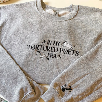 Embroidered In My Tortured Poets Era Crewneck Sweatshirt | TTPD Merch | Taylor Fan Gifts | The Albotoros and Bolter | cute swift shirt