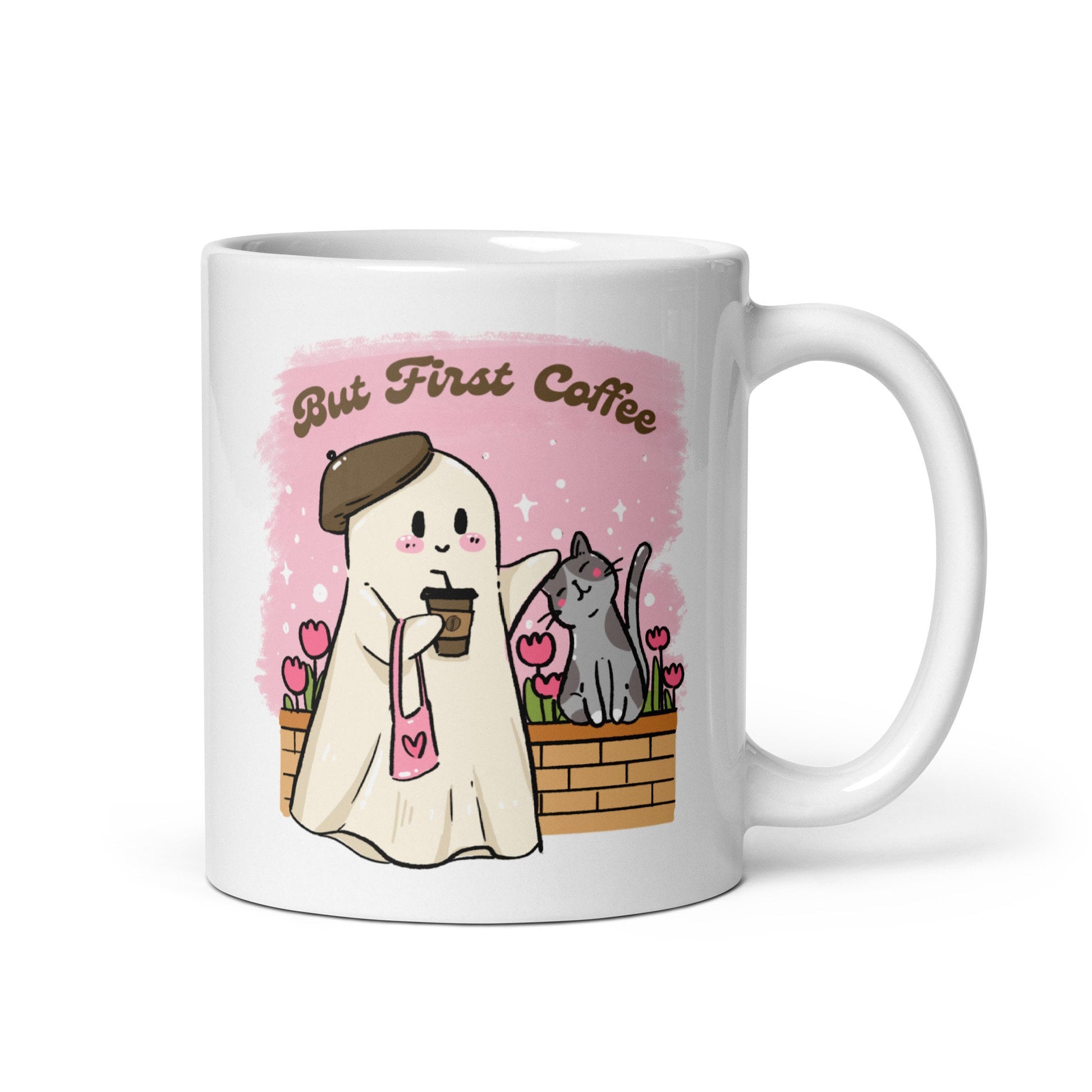 But first Coffee Spooky Cute Ghost Mug | Halloween Lover Coffee Cup | Spooky Season Cozy Fall Mug | Halloween Lover Gift | Kawaii Cute Ghost