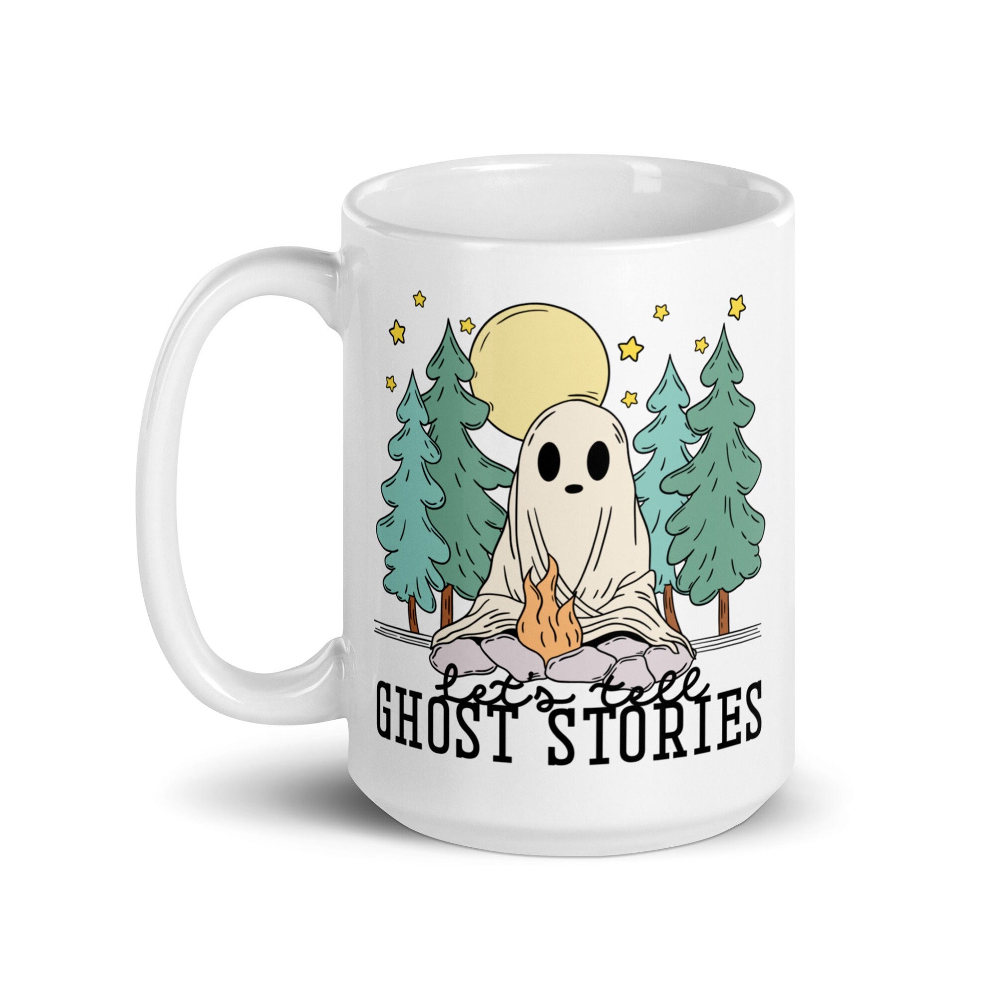 Lets Tell Ghost Stories Spooky Mug | Bookish Halloween Coffee Cup | Spooky Cute Ghost Mug | Horror Lover Gifts | Cozy Fall Mug