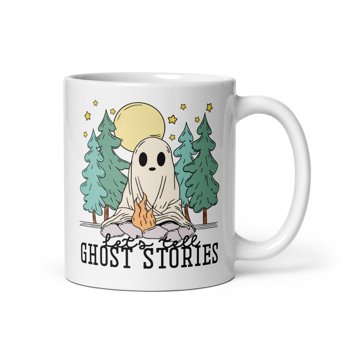 Lets Tell Ghost Stories Spooky Mug | Bookish Halloween Coffee Cup | Spooky Cute Ghost Mug | Horror Lover Gifts | Cozy Fall Mug