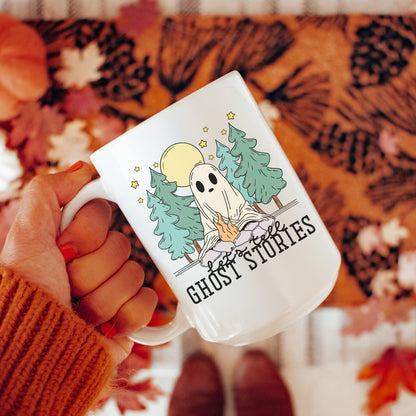 Lets Tell Ghost Stories Spooky Mug | Bookish Halloween Coffee Cup | Spooky Cute Ghost Mug | Horror Lover Gifts | Cozy Fall Mug