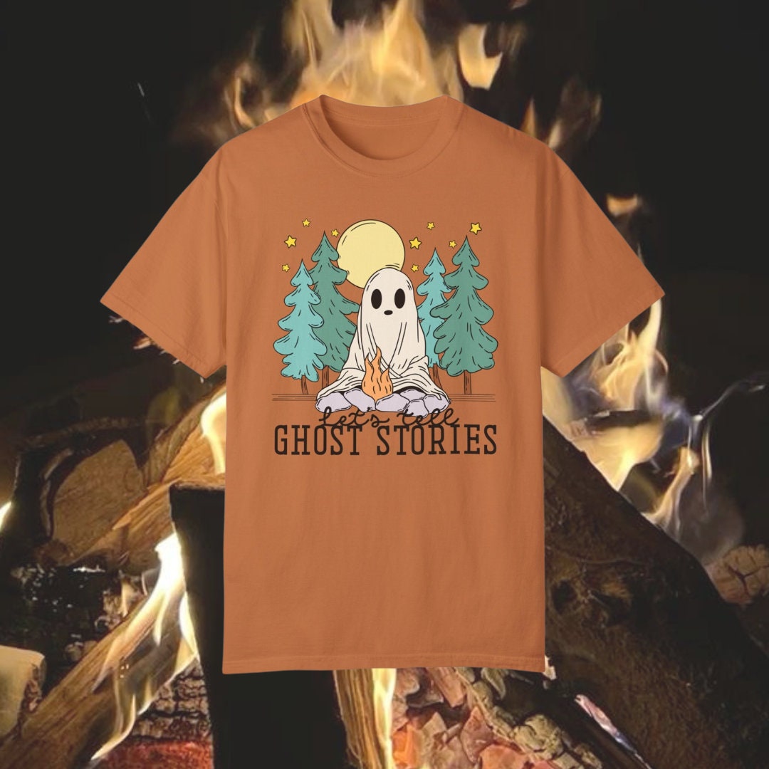 Lets Tell Ghost Stories Tshirt | Bookish Halloween shirt | Spooky Cute Ghost Cup | Horror Reader Gift | Cozy Fall reading tee | Autumn Lover