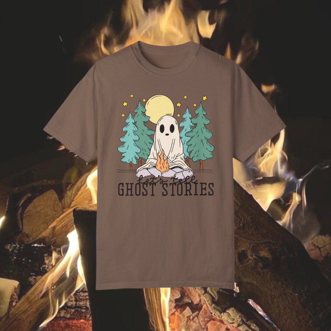 Lets Tell Ghost Stories Tshirt | Bookish Halloween shirt | Spooky Cute Ghost Cup | Horror Reader Gift | Cozy Fall reading tee | Autumn Lover