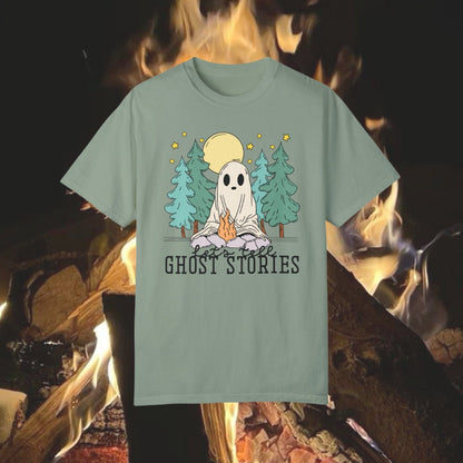 Lets Tell Ghost Stories Tshirt | Bookish Halloween shirt | Spooky Cute Ghost Cup | Horror Reader Gift | Cozy Fall reading tee | Autumn Lover