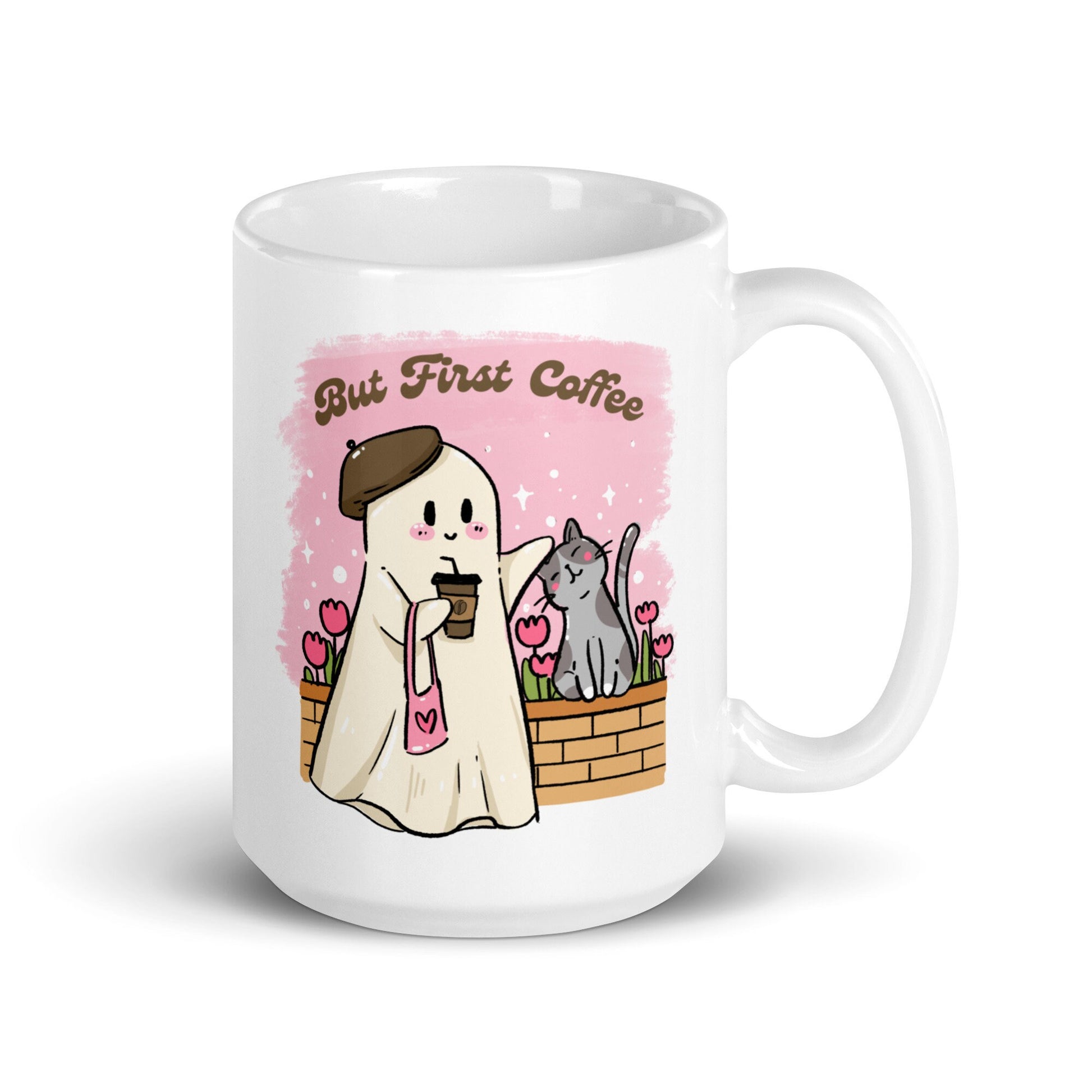 But first Coffee Spooky Cute Ghost Mug | Halloween Lover Coffee Cup | Spooky Season Cozy Fall Mug | Halloween Lover Gift | Kawaii Cute Ghost