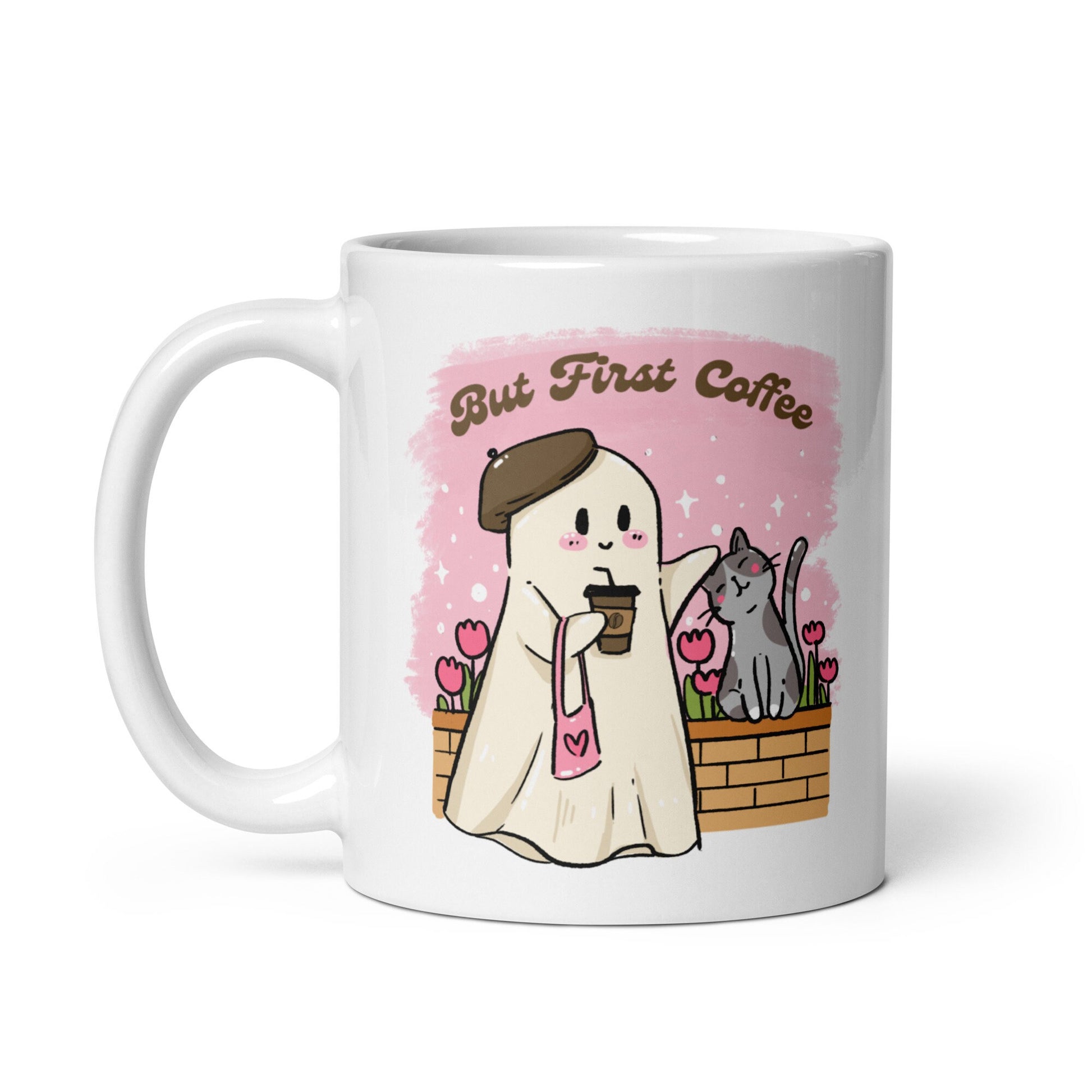 But first Coffee Spooky Cute Ghost Mug | Halloween Lover Coffee Cup | Spooky Season Cozy Fall Mug | Halloween Lover Gift | Kawaii Cute Ghost